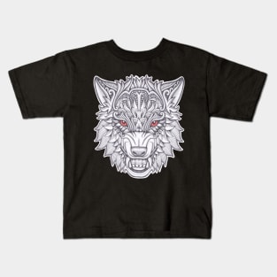 Wolf face with floral ornament decoration Kids T-Shirt